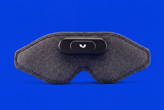 Domayn Mask on a blue background, front view showing the sensor housing